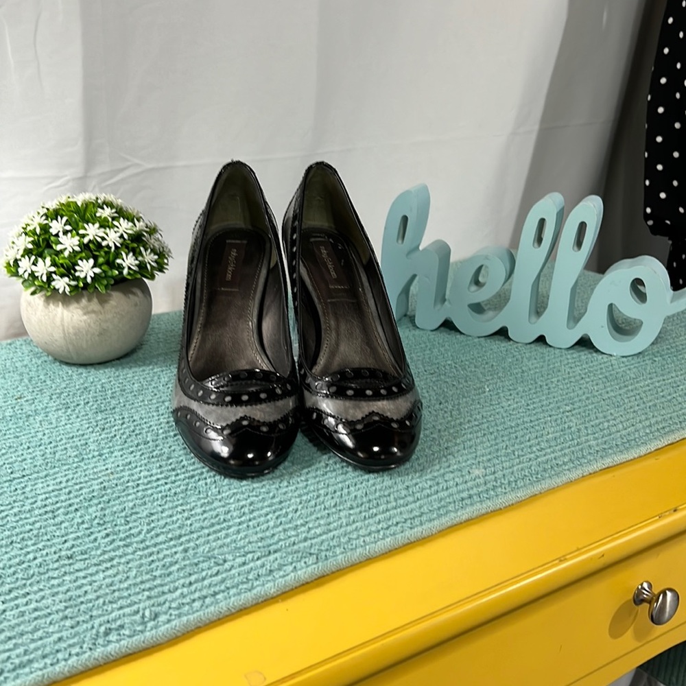 Ruby & Bloom Black & Gray Patent Leather Pumps, S… - image 1